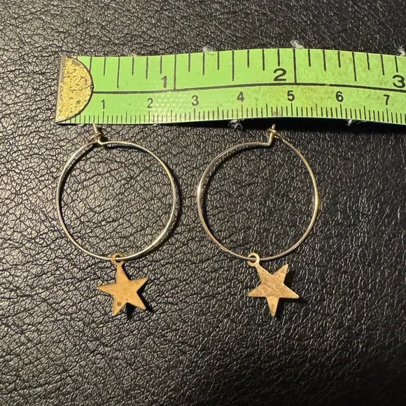 Gold Star Hoop Earrings - Picture 2 of 3